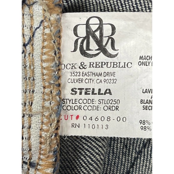 Rock and Republic Womens 30 Jeans Low Rise Straight Leg Regular Fit Blue Denim - Picture 8 of 13